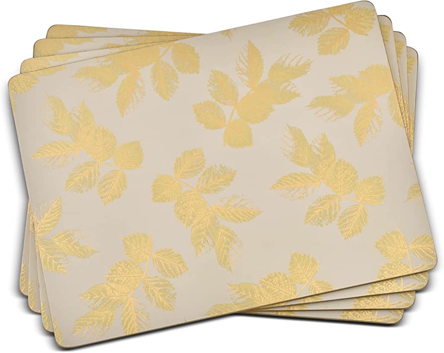 Placemat Etched leaves light grey