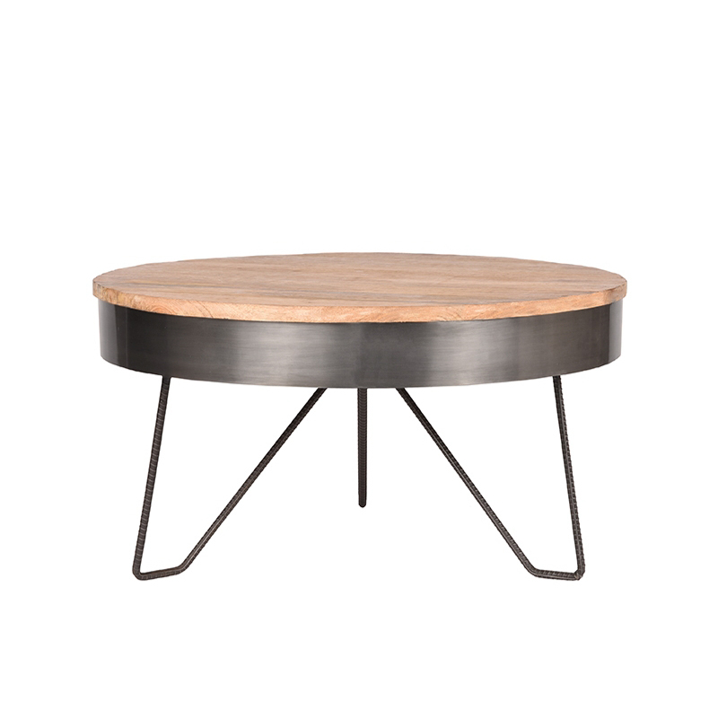 Salontafel Saran - Antiek grijs - Metaal - Rond - 80 cm Salontafel Saran - Antiek grijs - Metaal - Rond - 80 cm