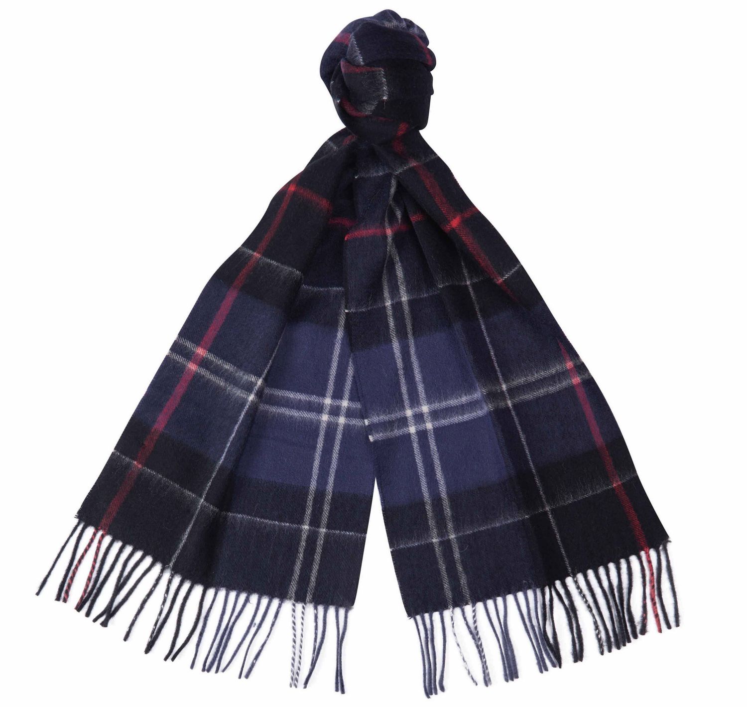 Barbour Tartan Cashmere Scarf navy/red