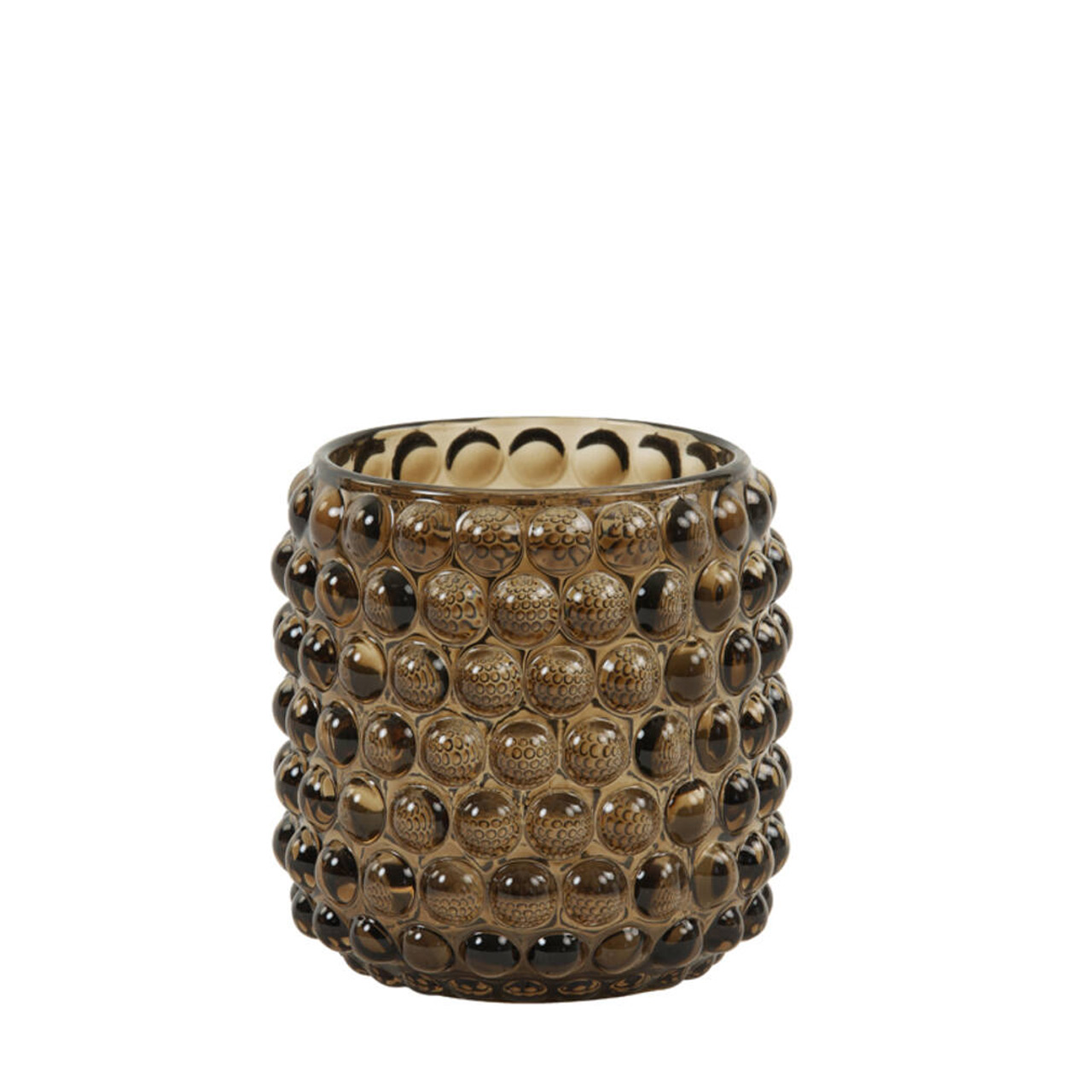 Theelicht Palet glas dk bruin M Theelicht Palet glas dk bruin M
