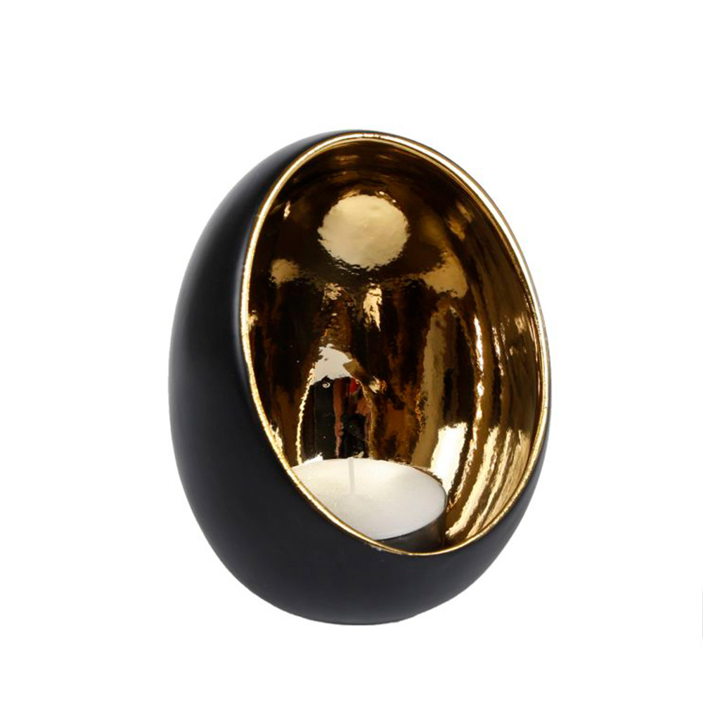 Theelicht Pim goud/zwart L