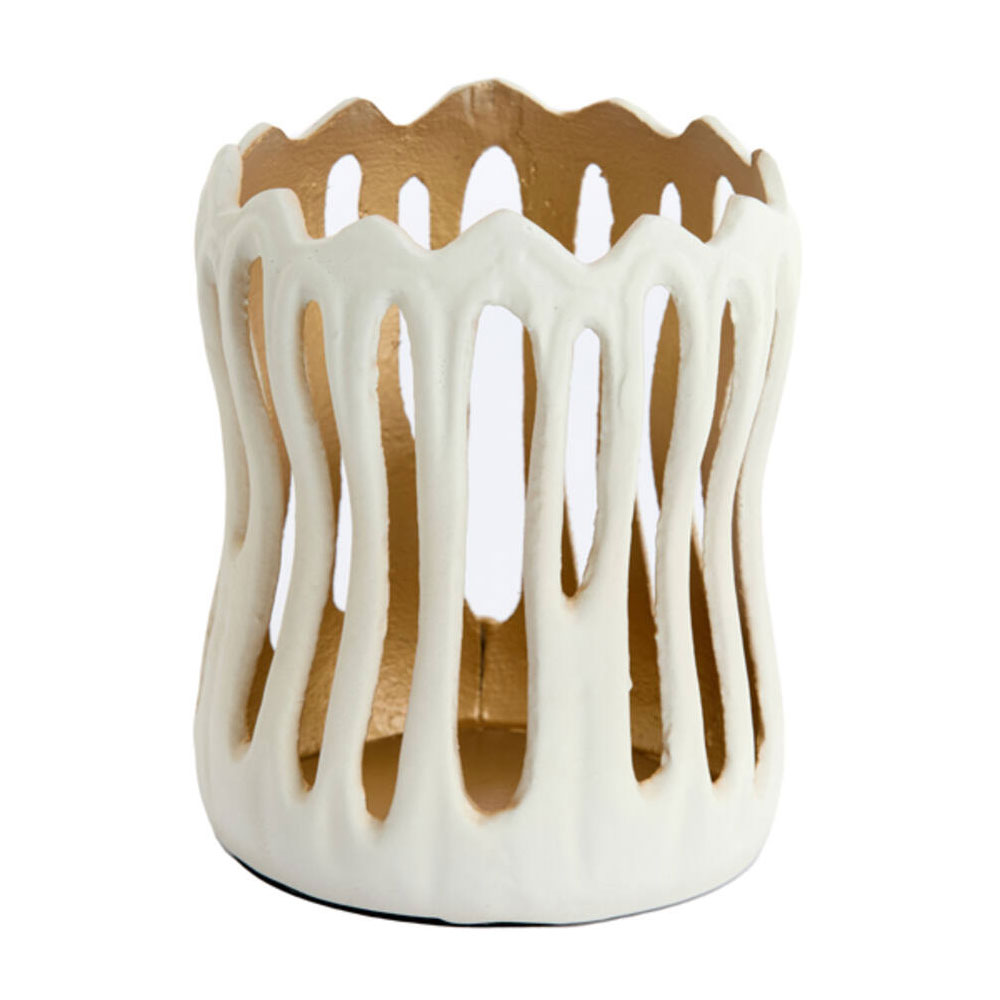 Theelicht Tivoli creme + goud L