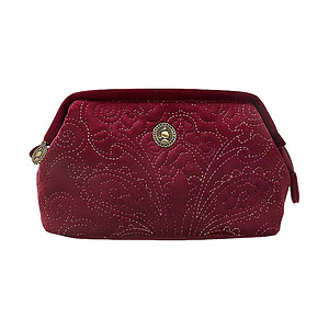 Cosmetic Purse Small Velvet Quiltey Days Red 