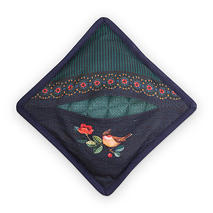 Pannenlap square winter wonderland bird dark blue
