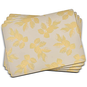 Placemat Etched leaves light grey