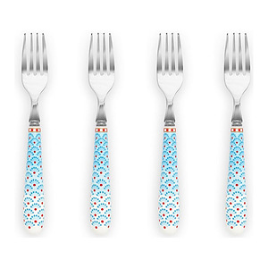Set 4 gebaksvorkjes floral blue