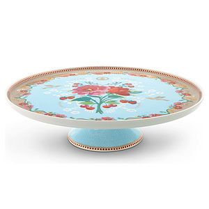 Taart plateau Floral blue