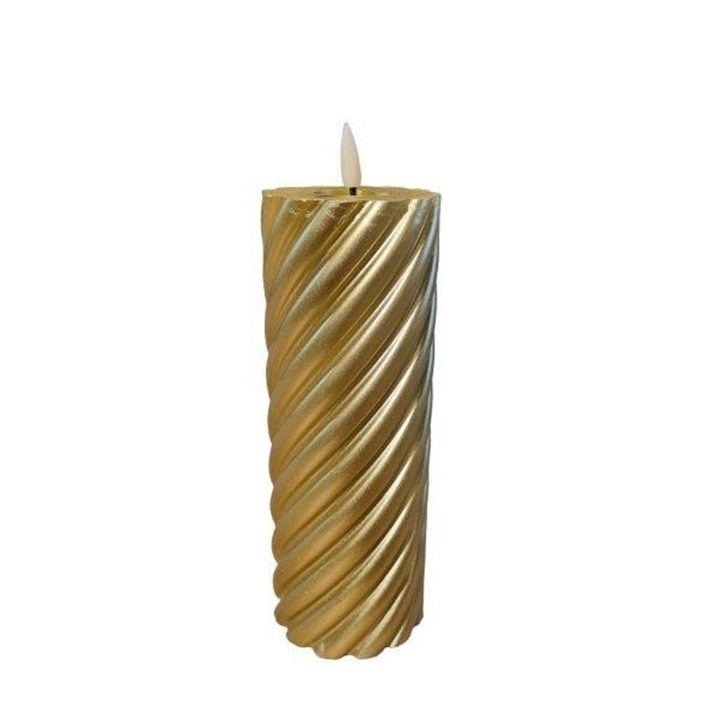 Twisted pillar candle Metallic Gold 7.5x20cm