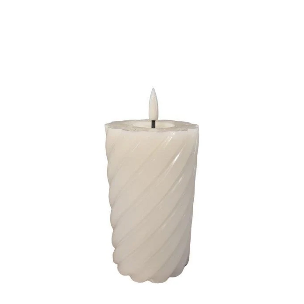 Twisted Pillar candle rustic ivory 7.5x12.5cm