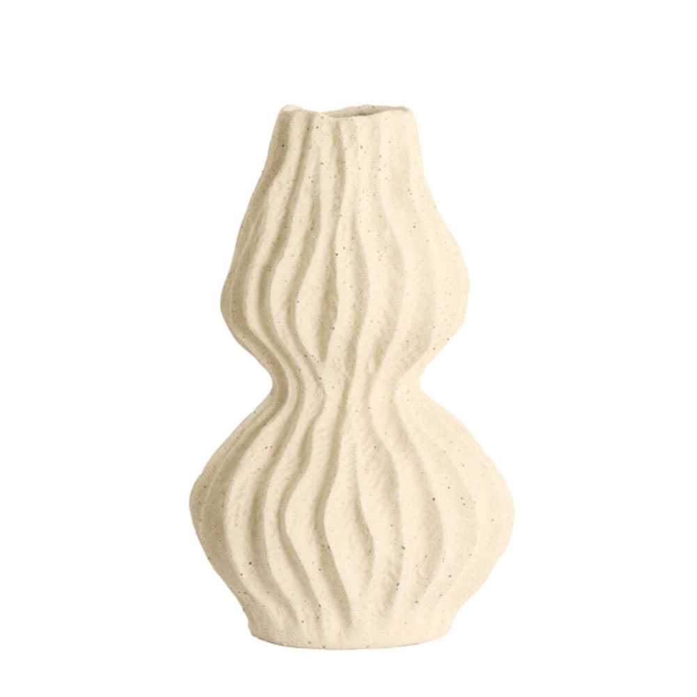 Vaas deco Vania keramiek creme s