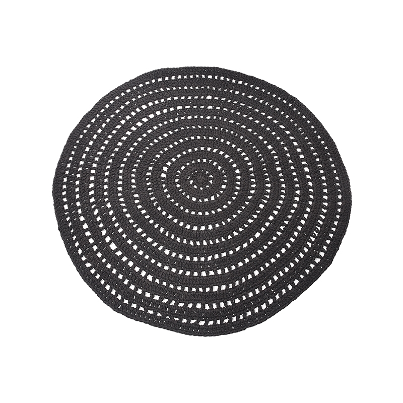 Vloerkleed Knitted - Zwart - Katoen - 150x150 cm Vloerkleed Knitted - Zwart - Katoen - 150x150 cm