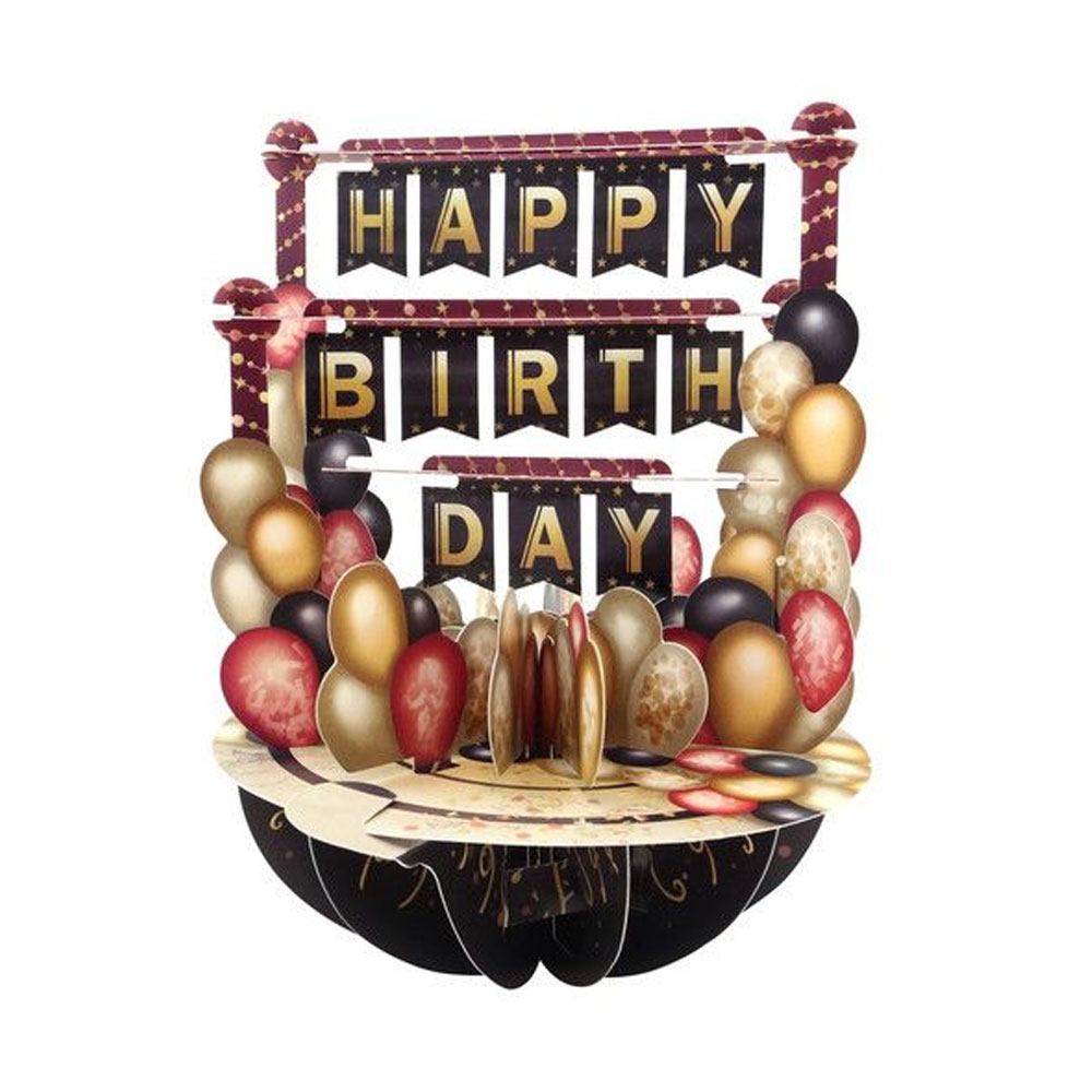 Wenskaart 3D Birthday Balloons